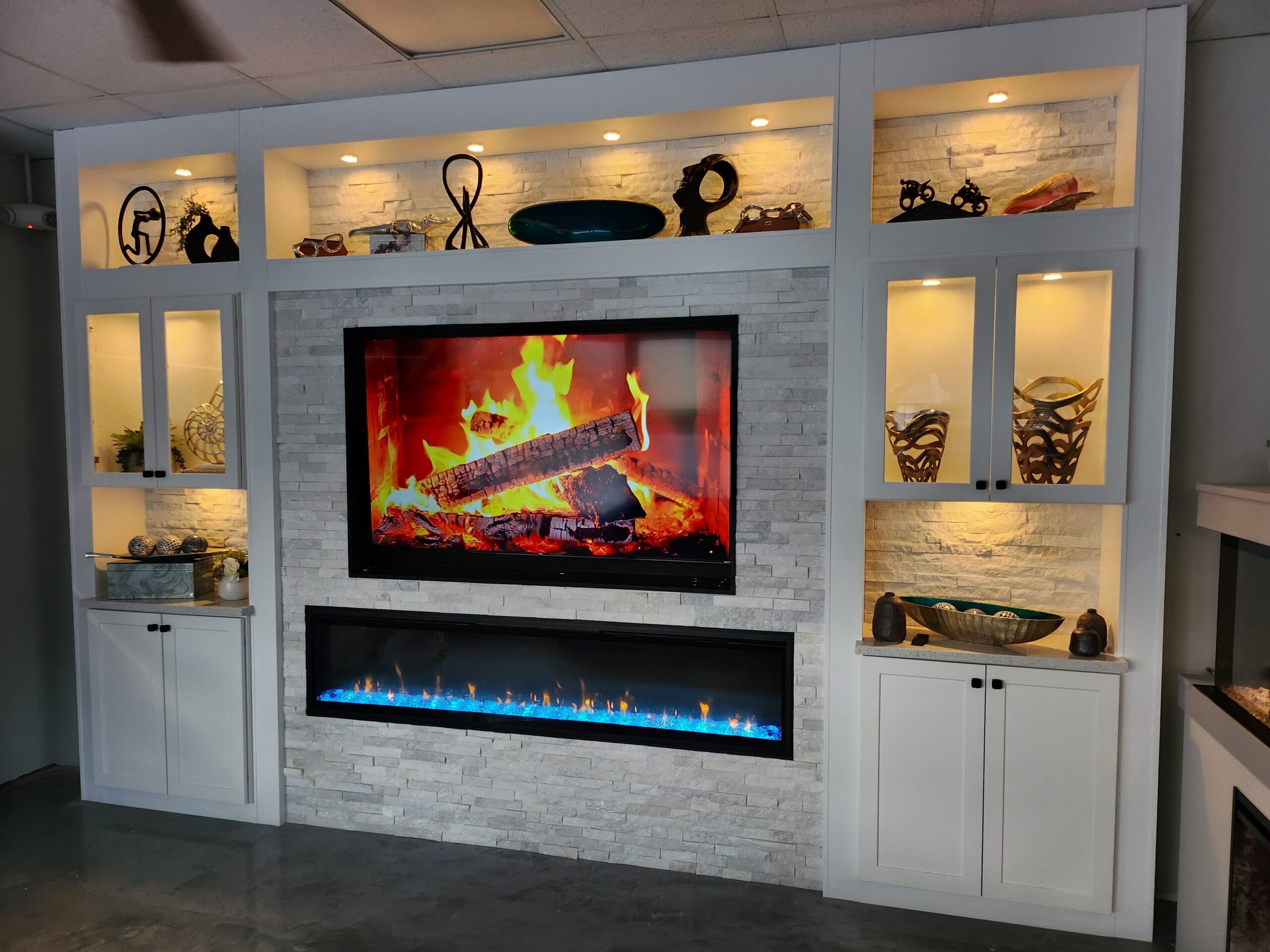 feature wall with electric fireplace